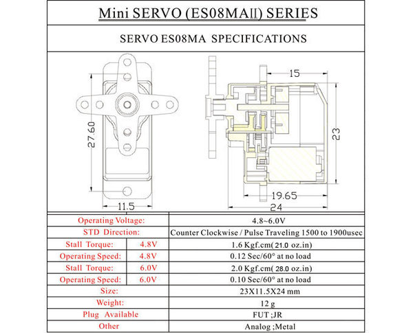 EMAX ES08MA II 12g Mini Metal Gear Analog Servo für RC Modell&Robot PWM servo Flugzeug und Heli
