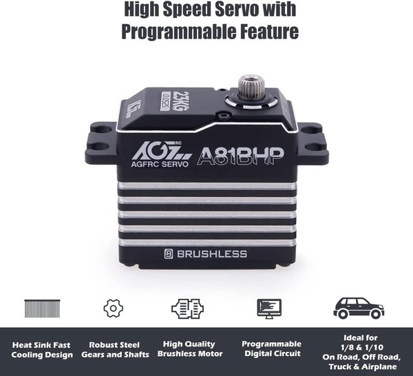 AGF-RC Servo A81BHP Hochgeschwindigkeitslenkung RC-Servomotor – 0,052 Sec 23 kg  programmierbar