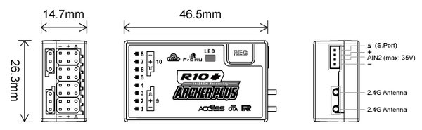 FrSky Archer Plus R10+ ACCESS & ACCST D16 2,4 GHz Empfänger