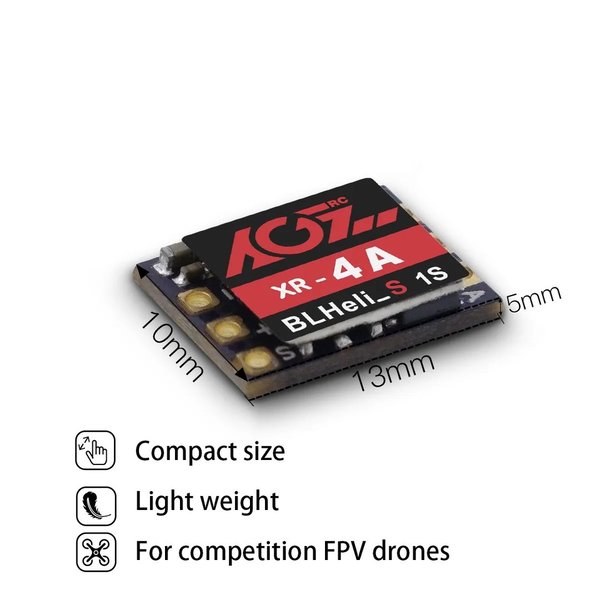 AGF-RC Micro Regler XR-4A 1S Lipo ESC Brushless DSHOT600 BLHeli_S für Competition FPV Drone / Drohne