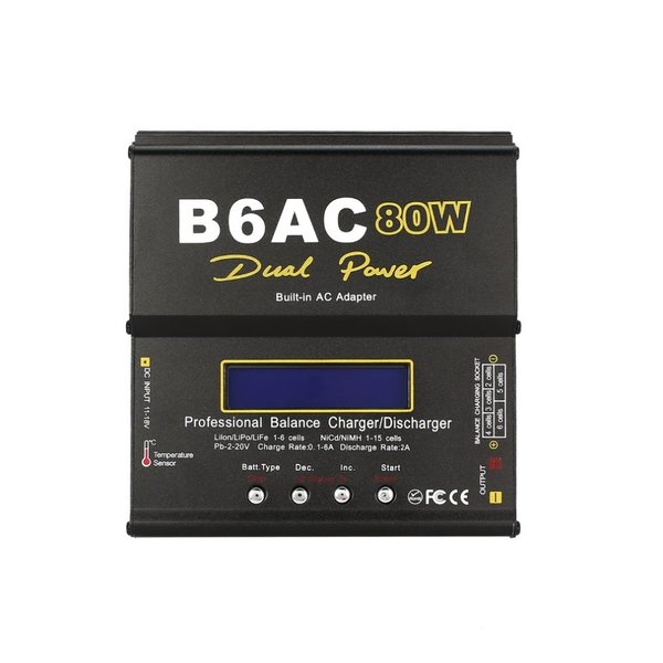 B6AC 80W AC/DC Digital LCD Balancer Ladegerät Für LiPo Li-ion  NiCd Ni-MH RC Batterie